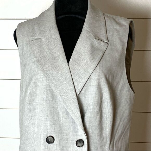 ZARA long grey vest waistcoat. Women’s size Large minimalist preppy casual - Picture 2 of 11